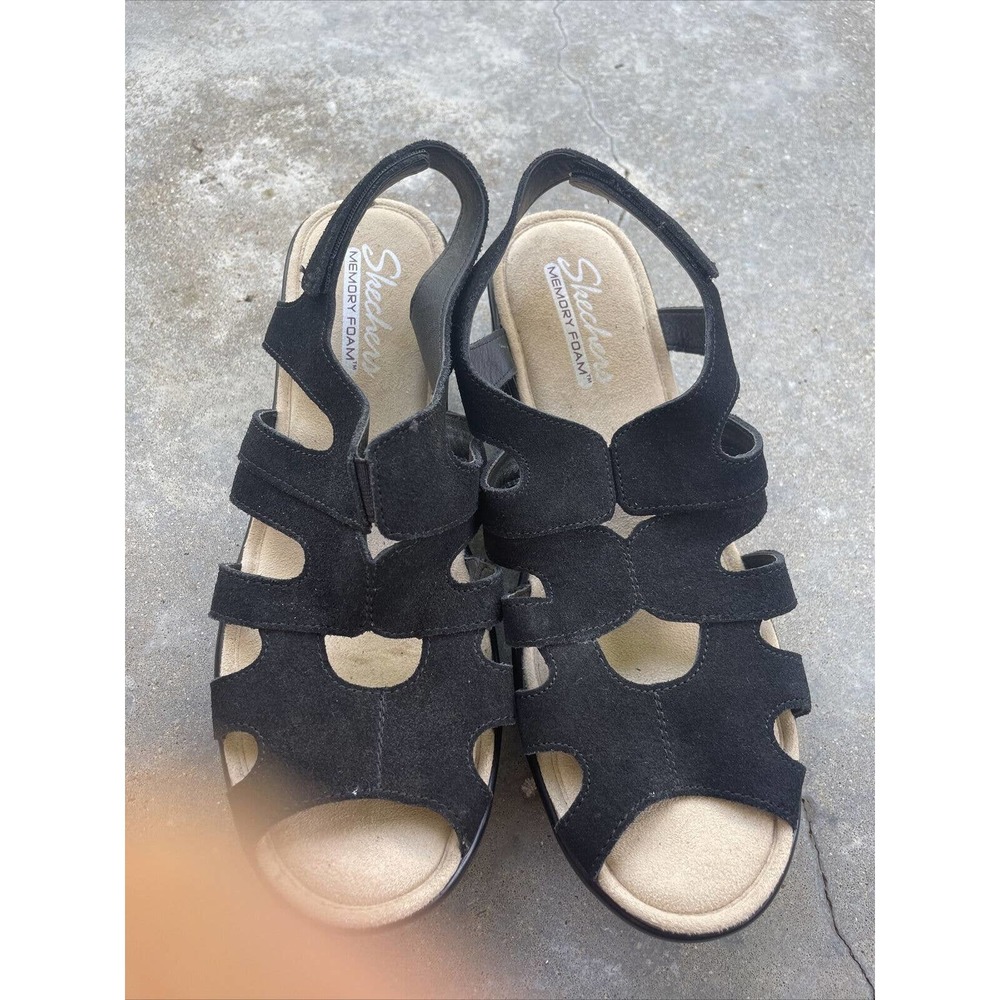 Sketchers Womens Memory Foam Wedge Heels Black St… - image 3